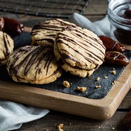Vanilla Protein Cookies with Chocolate Salted Caramel