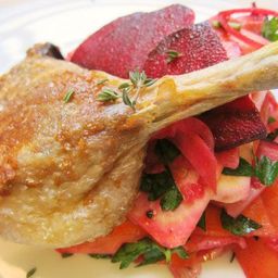 Slow-Roasted Duck Leg and Crunchy Root Vegetable Salad Recipe