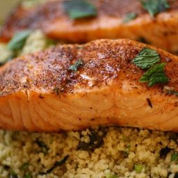 Blackened Salmon with Crunchy Coconut Couscous Recipe