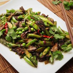 Stir-Fried Spring Vegetables With Black Olives and Sichuan Peppercorn Recipe