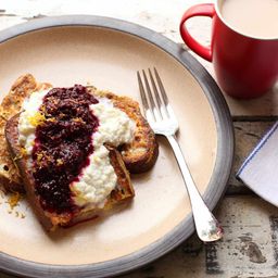 French Toast With Quick Blackberry Compote and Lemon Ricotta Recipe