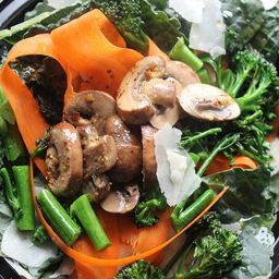 Make-Ahead Marinated Mushrooms with Kale, Shaved Carrots and Parmesan Recipe
