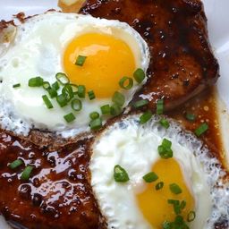 Bourbon-Glazed Pork Chops and Fried Eggs Recipe