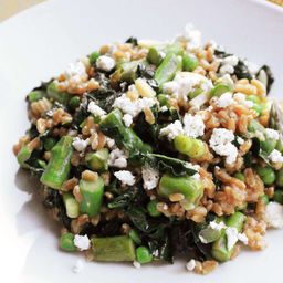Warm Farro Salad With Asparagus, Peas, and Feta Recipe