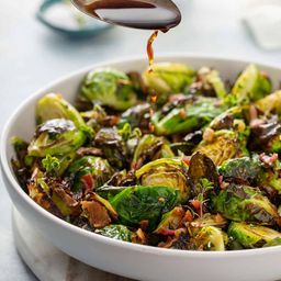 Air Fryer Brussels Sprouts with Bacon & Balsamic