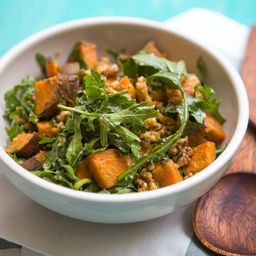 Arugula, Sweet Potato, and Walnut Salad With Dashi &#34;Vinaigrette&#34; Recipe