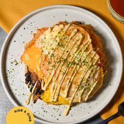 Bacon, Egg, and Cheese Okonomiyaki