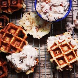Cinnamon Roll Waffles with Bacon-Apple Frosting Recipe