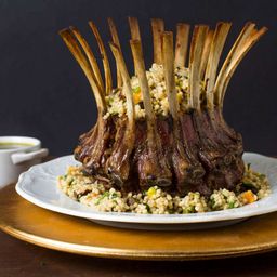 Crown Roast of Lamb With Couscous Stuffing and Pistachio-Mint Sauce Recipe