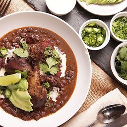 Black Bean Soup With Chorizo and Braised Chicken Recipe