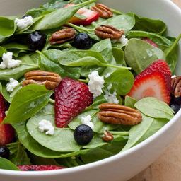 Baby Spinach with Fresh Berries, Pecans and Goat Cheese in Raspberry Vinaigrette Recipe