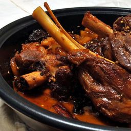 Braised Lamb Shanks with Dried Apricots, Plums, and Candied Ginger Recipe